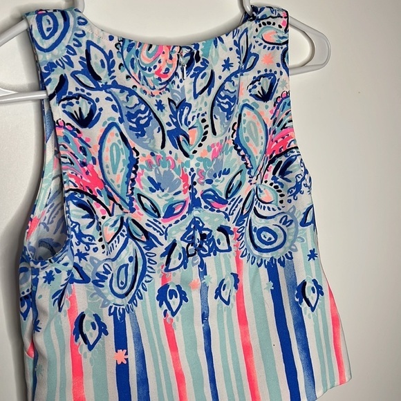Lilly Pulitzer Donna Boxy Cropped Striped Floral Sleeveless Tank Top - Picture 5 of 6